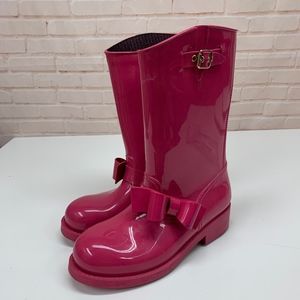 VALENTINO RED V Hot Pink Pull On Tall Rain Boots 9